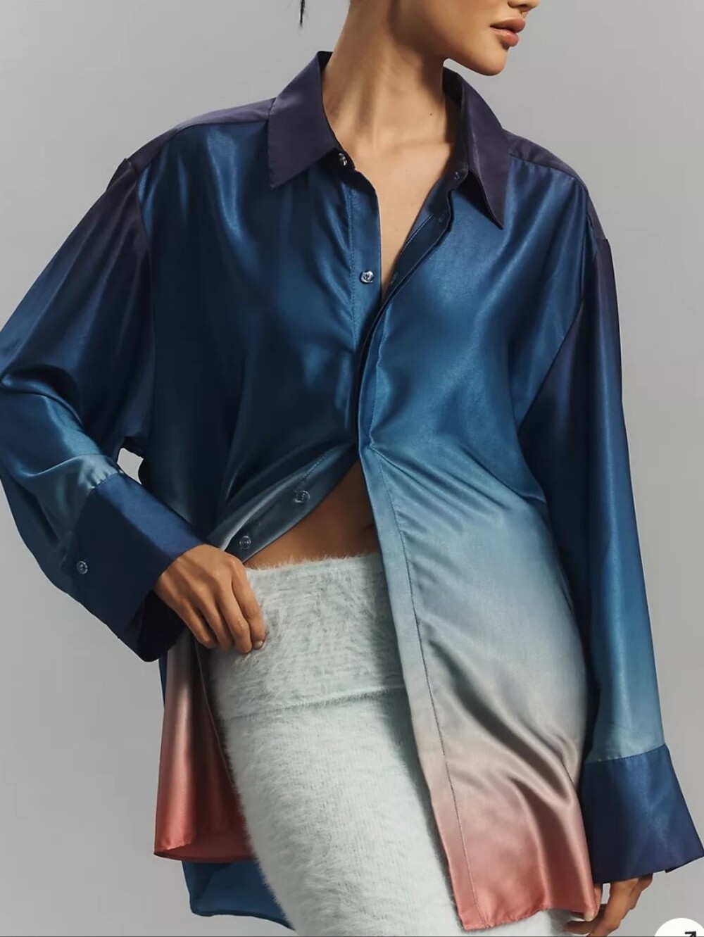 NWT Bardot for Anthropologie Solita Satin Ombre Blouse